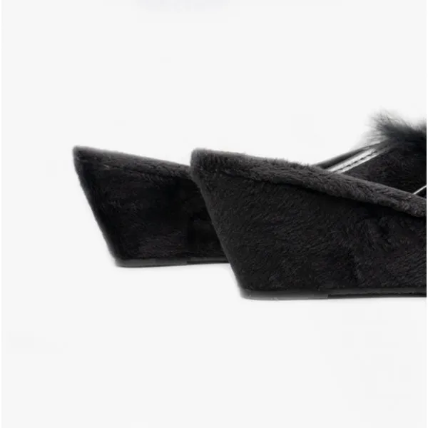 Sleepers ANNE Womens Wedge Mule Slippers Black sold by House of Slippers product image thumbnail 5