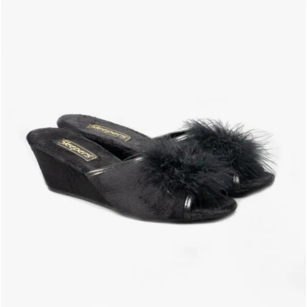 Sleepers ANNE Womens Wedge Mule Slippers Black sold by House of Slippers product image thumbnail 3