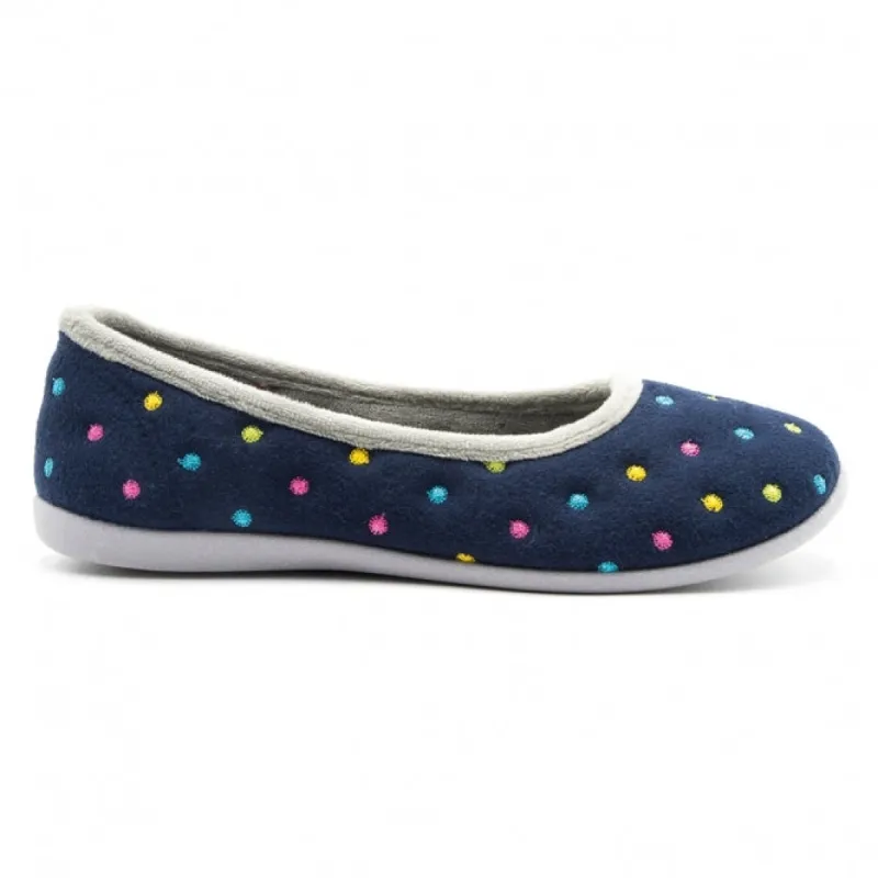 BALLERINA Womens Full Slippers Navy Combi sold by House of Slippers