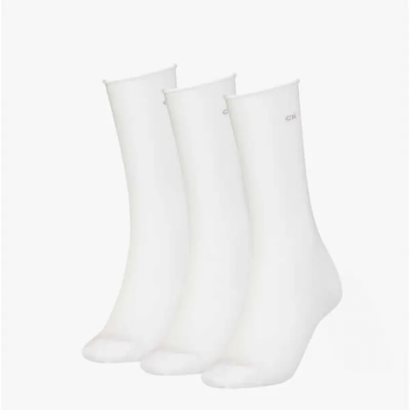 Calvin Klein 3 Pack Womens Crew Socks White sold by House of Slippers