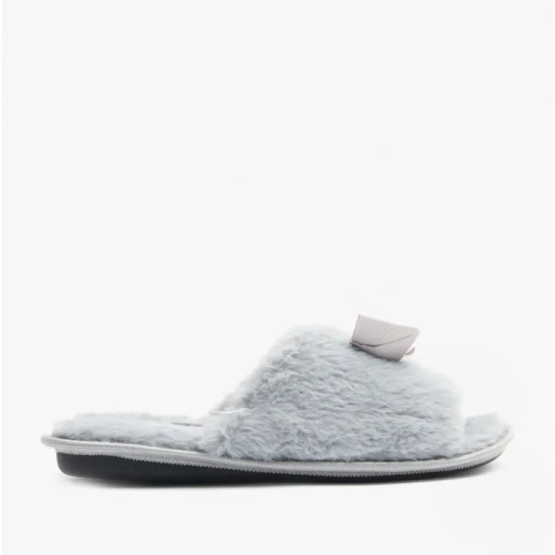 Jo & Joe EMPRESS Womens Open Toe Mule Slippers Grey sold by House of Slippers