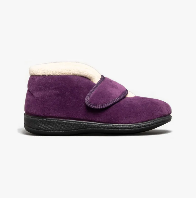 Fleet & Foster LEVITT Womens Boot Slippers Plum made by House of Slippers