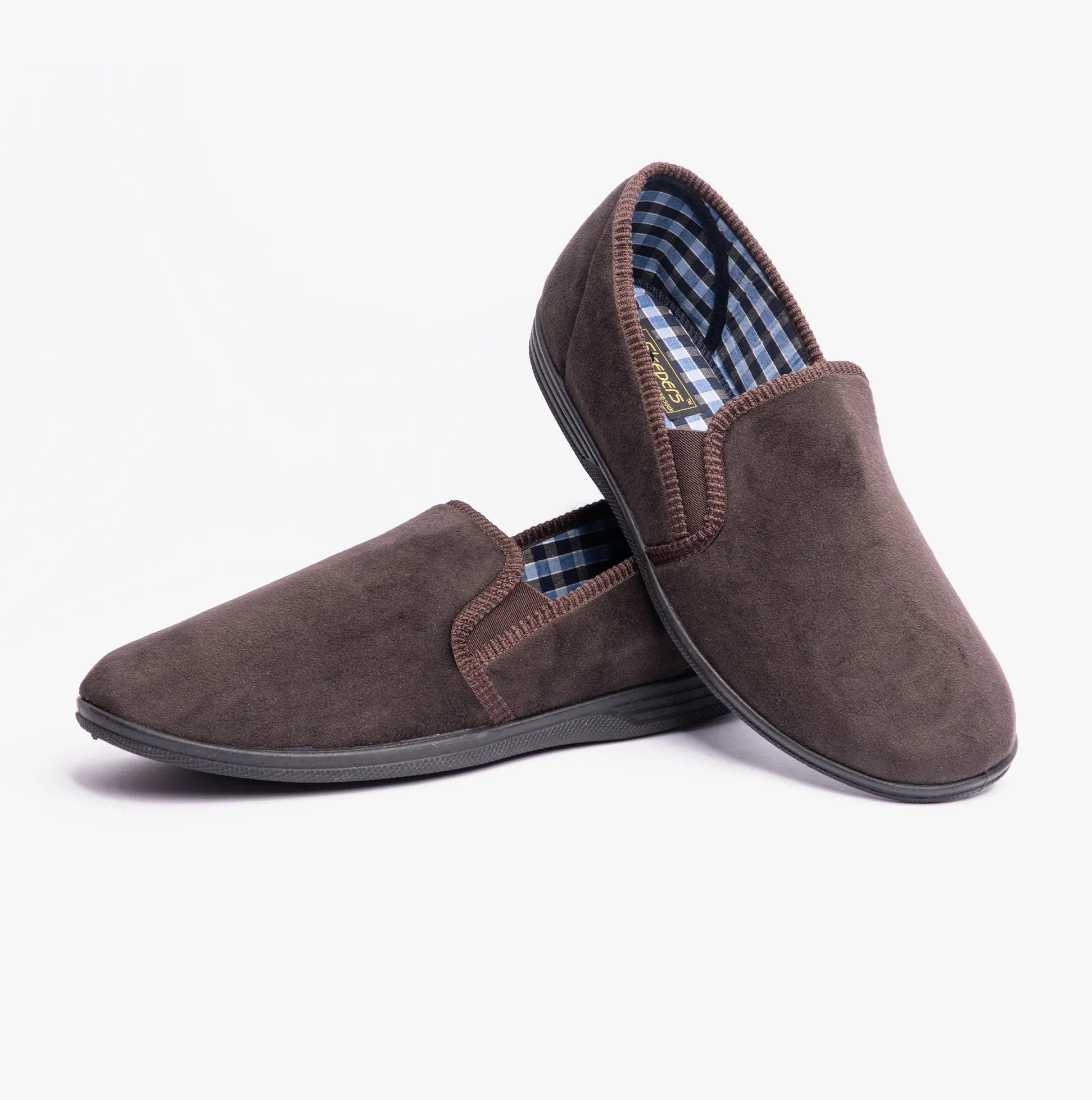 Sleepers WILSON Brown Mens Plush Velour Twin Gusset Slipper sold by House of Slippers product image thumbnail 3