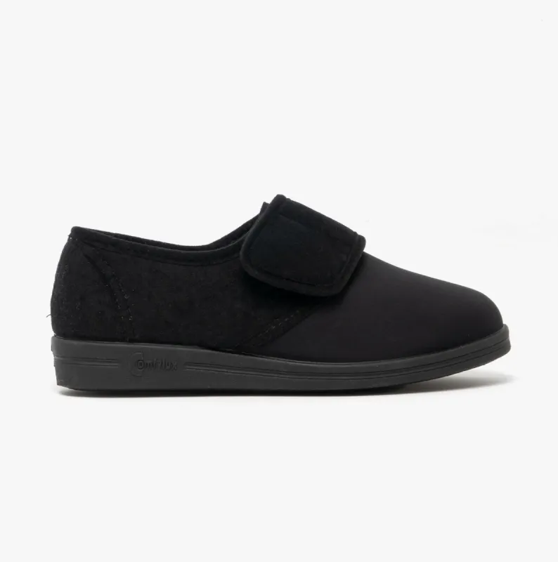 Comfylux STELLA Womens Full Slippers Black sold by House of Slippers