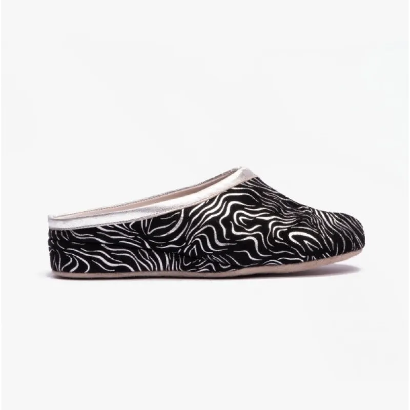 Chaleur GEONNA Womens Mule Slippers Black/Silver sold by House of Slippers
