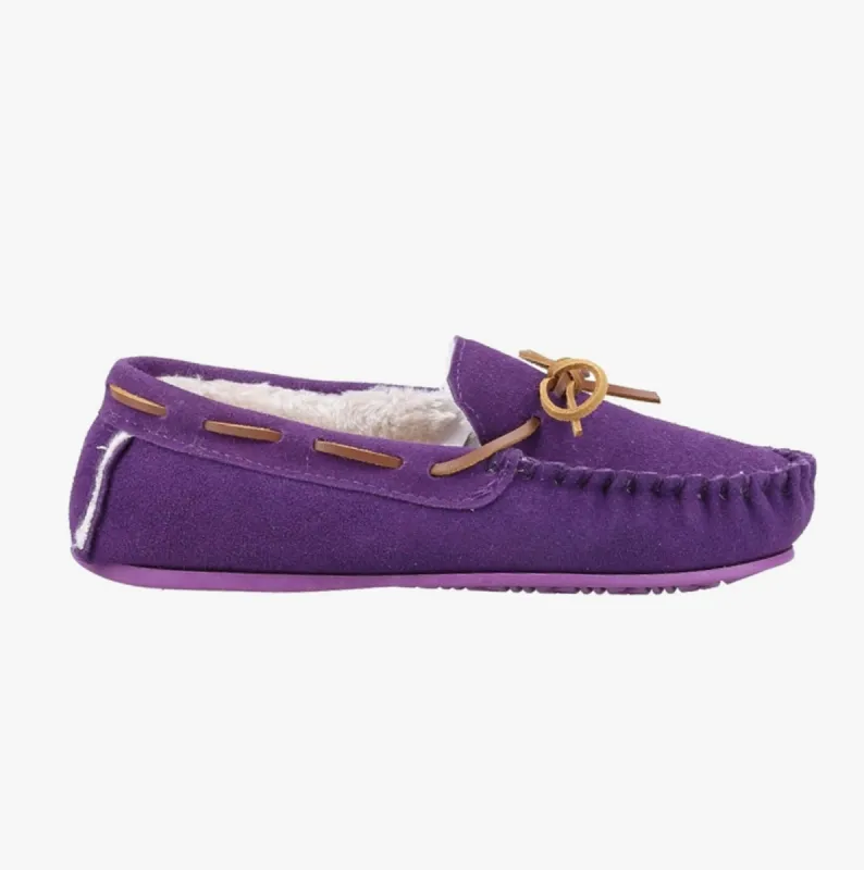 ALLIE Ladies Suede Slippers Purple sold by House of Slippers