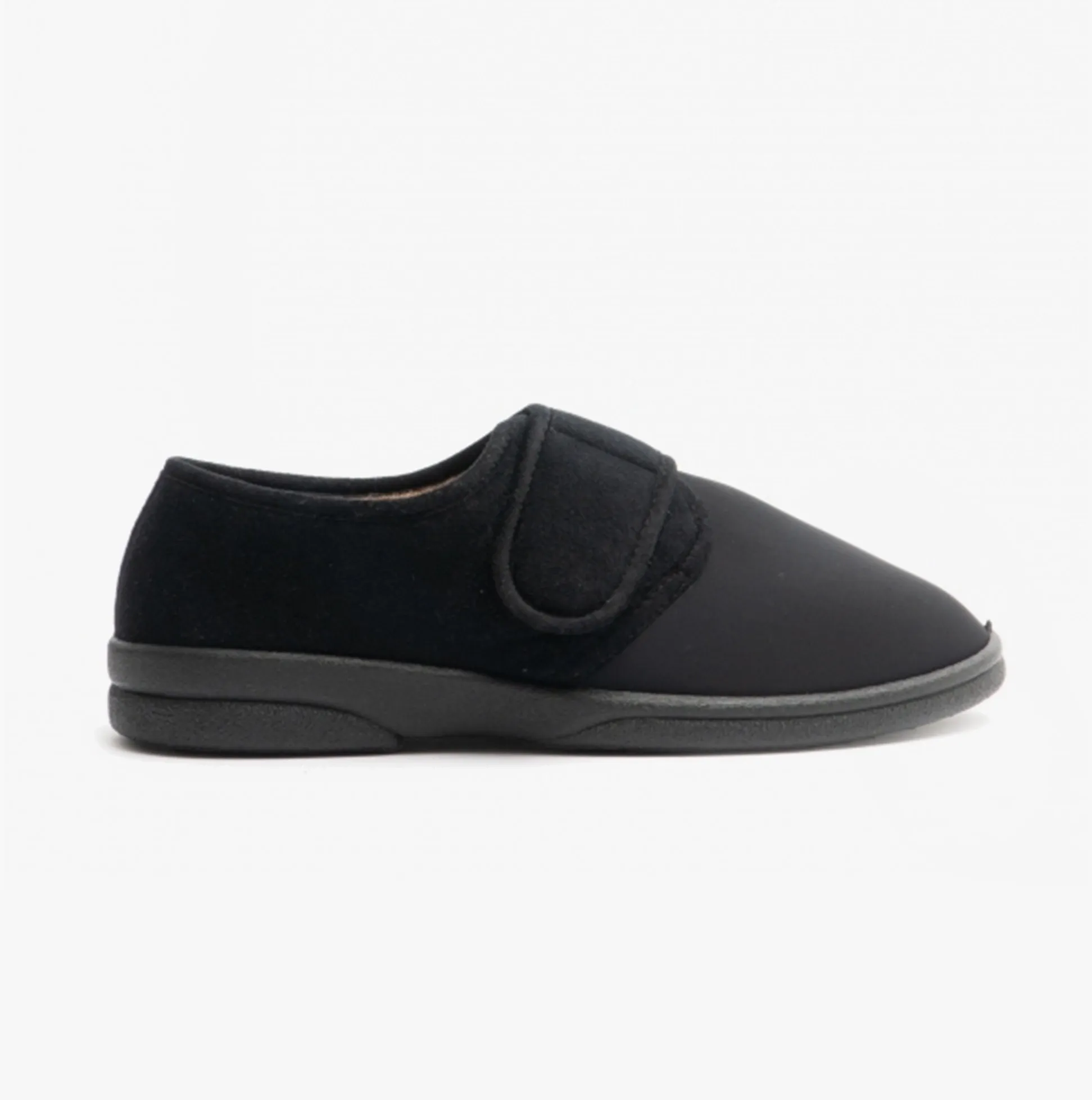 Sleepers ARTHUR Mens Super Wide Full Slippers Black sold by House of Slippers