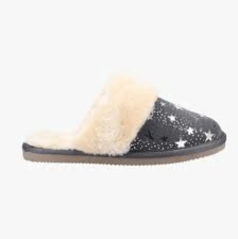 Hush Puppies ARIANNA STAR Womens Suede Slippers Grey sold by House of Slippers