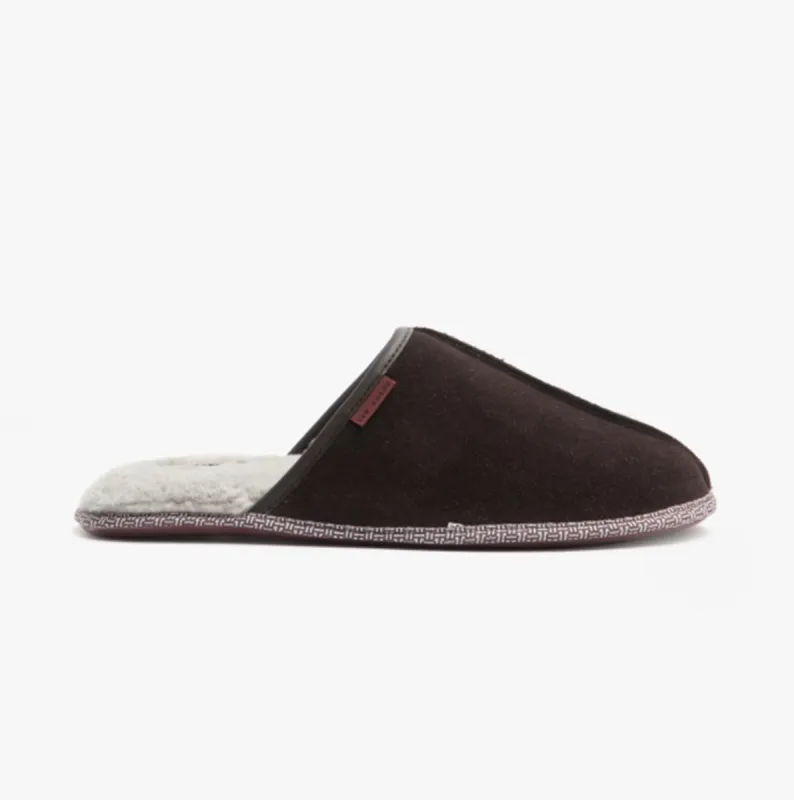 PETERR Mens Suede Mule Slippers Brown made by Ted Baker