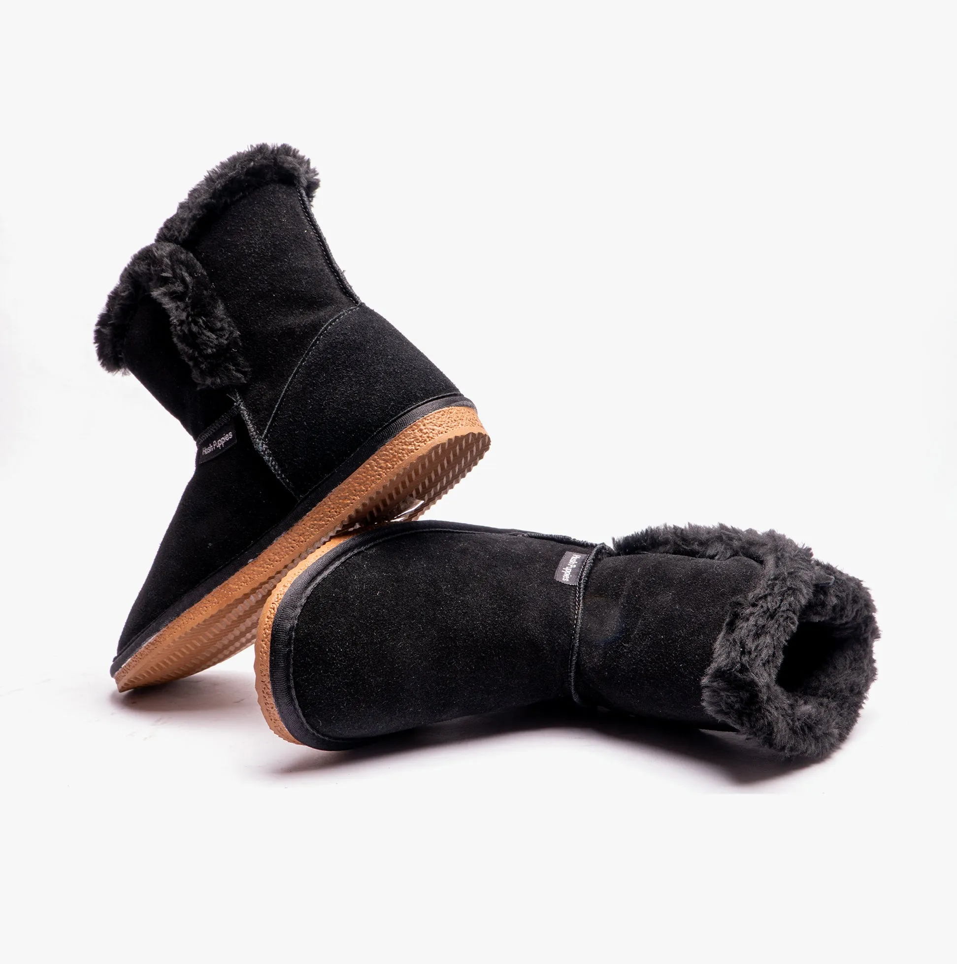 Hush Puppies ASHLEIGH Womens Suede Boot Slippers Black sold by House of Slippers product image thumbnail 4