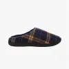 Zedzzz FABIAN Mens Check Textile Mule Slippers Navy sold by House of Slippers