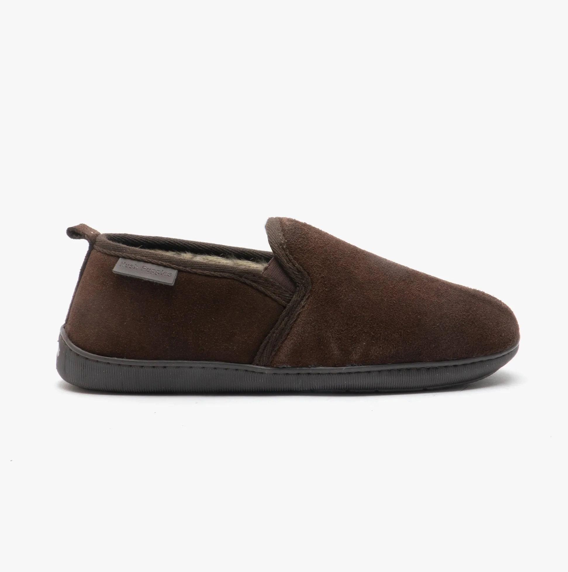 Hush Puppies ARNOLD Mens Suede Full Slippers Brown sold by House of Slippers