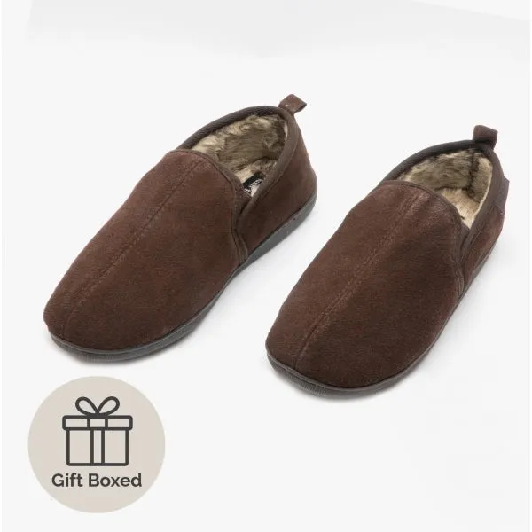 Hush Puppies ARNOLD Mens Suede Full Slippers Brown sold by House of Slippers product image thumbnail 2