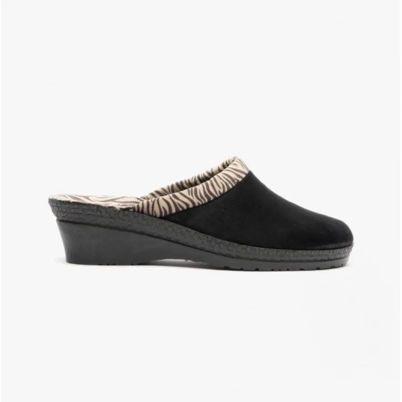 Rohde 2465-90 Womens Slippers Black/Zebra sold by House of Slippers