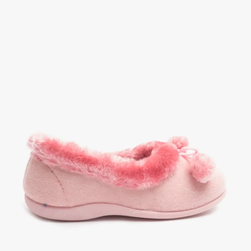BETTIE Ladies Felt Full Slippers Pink sold by House of Slippers