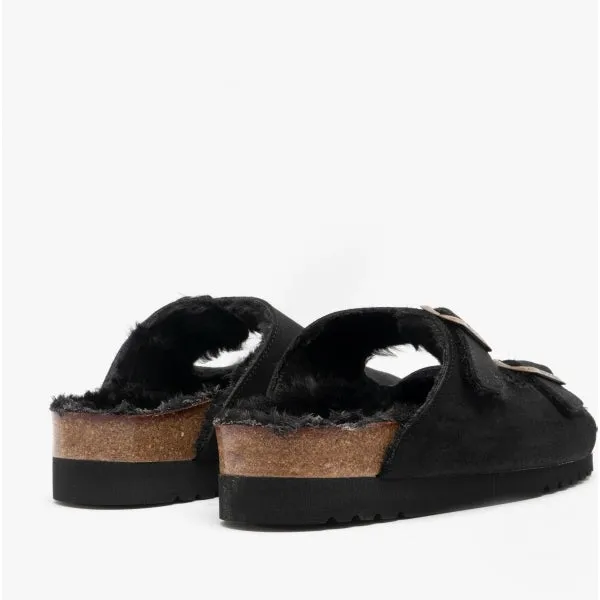Scholl MISSY Womens Suede Mule Sandals Black sold by House of Slippers product image thumbnail 4
