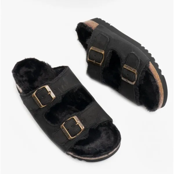 Scholl MISSY Womens Suede Mule Sandals Black sold by House of Slippers product image thumbnail 2