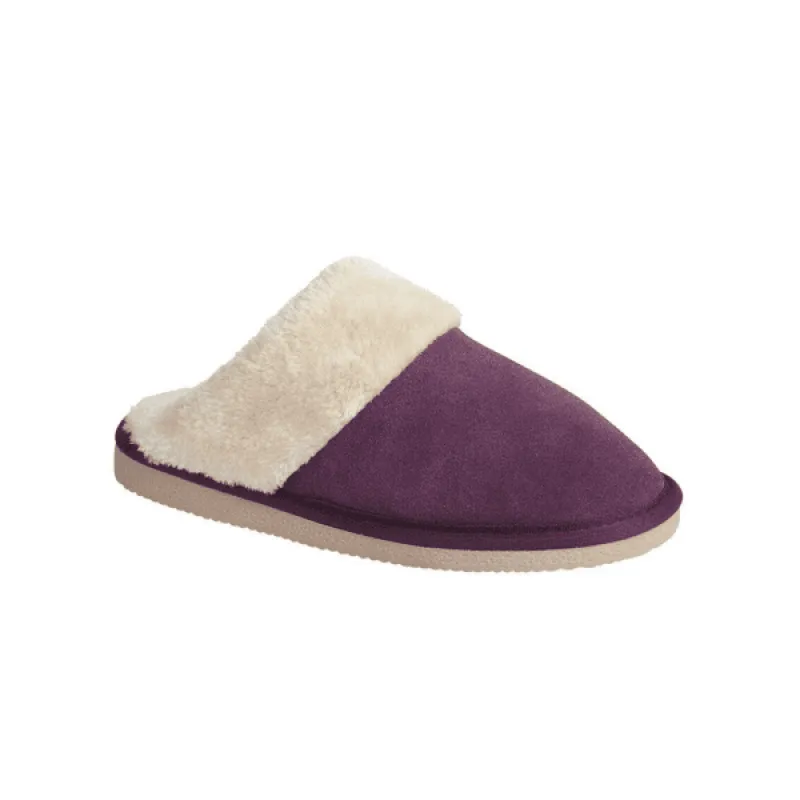 Mokkers KELSEI Womens Suede Mule Slippers Purple sold by House of Slippers