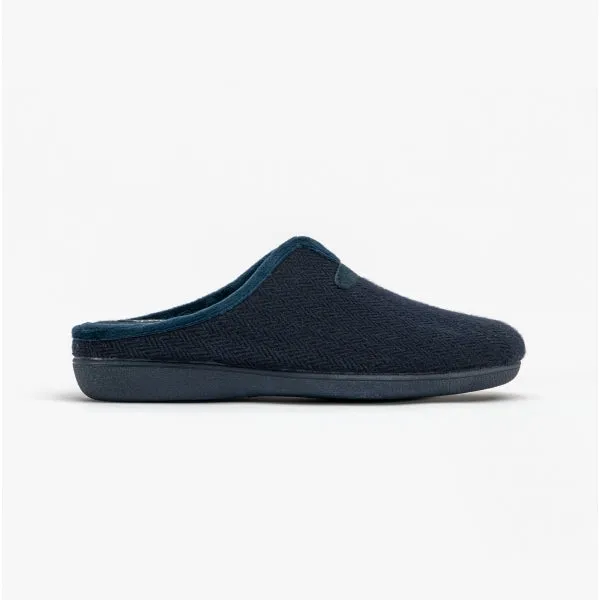 ALBERT Mens Slippers Navy sold by House of Slippers