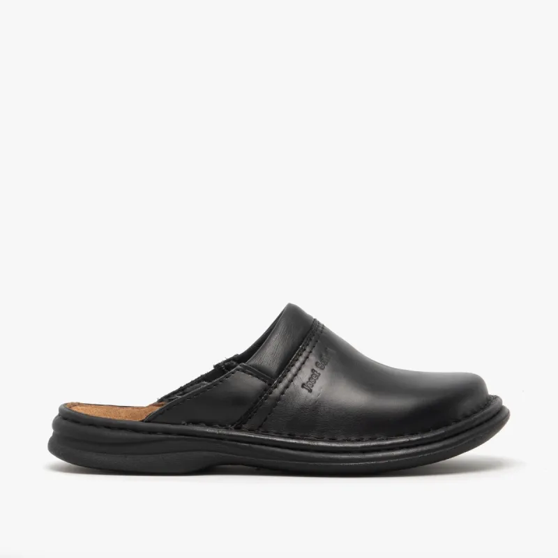 Josef Seibel MAX Mens Leather Mule Clogs Black sold by House of Slippers