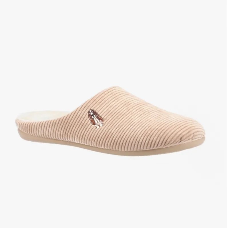 RAELYN Ladies Corduroy Mule Slippers Tan made by Hush Puppies