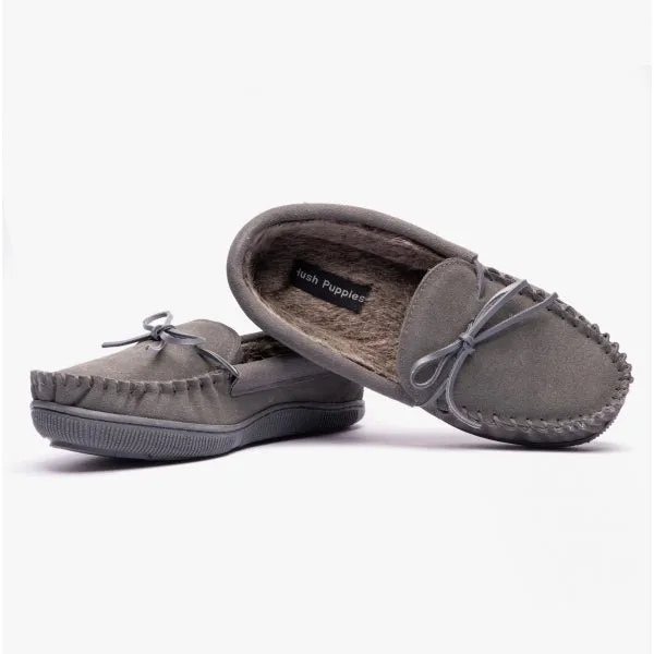 Hush Puppies ACE Mens Suede Slippers Grey sold by House of Slippers product image thumbnail 5