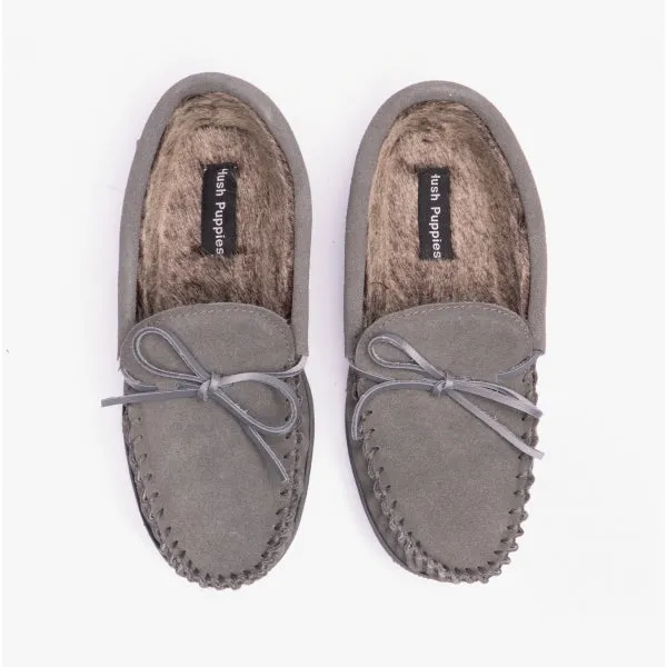 Hush Puppies ACE Mens Suede Slippers Grey sold by House of Slippers product image thumbnail 4