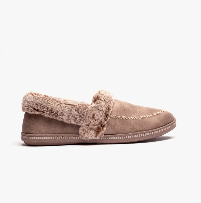 COZY CAMPFIRE - LET'S TOAST Womens Indoor Slippers Taupe sold by House of Slippers