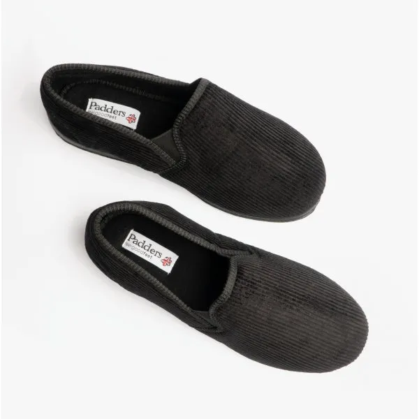 Padders ALBERT Mens (G Fit) Full Slippers Corduroy Black sold by House of Slippers product image thumbnail 5