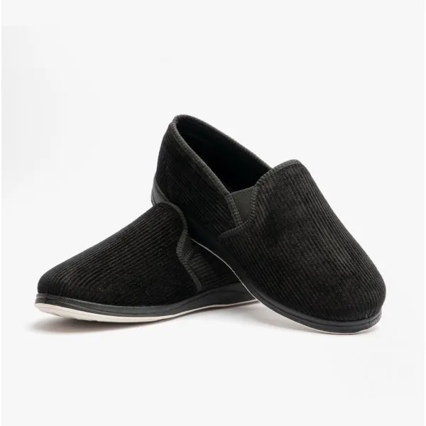 Padders ALBERT Mens (G Fit) Full Slippers Corduroy Black sold by House of Slippers product image thumbnail 4
