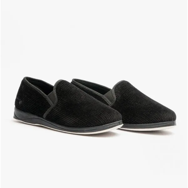 Padders ALBERT Mens (G Fit) Full Slippers Corduroy Black sold by House of Slippers product image thumbnail 2