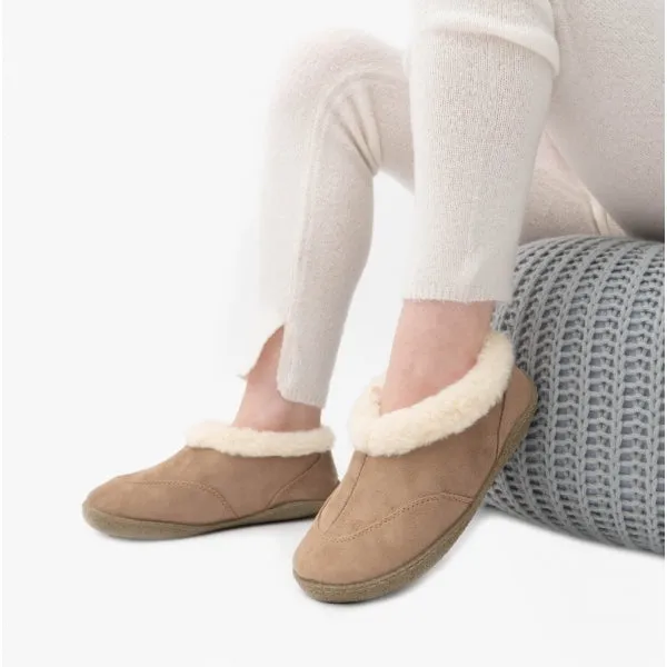 HOS Comfort CATHIE Womens Faux Fur Collar Full Slippers Tan sold by House of Slippers product image thumbnail 2