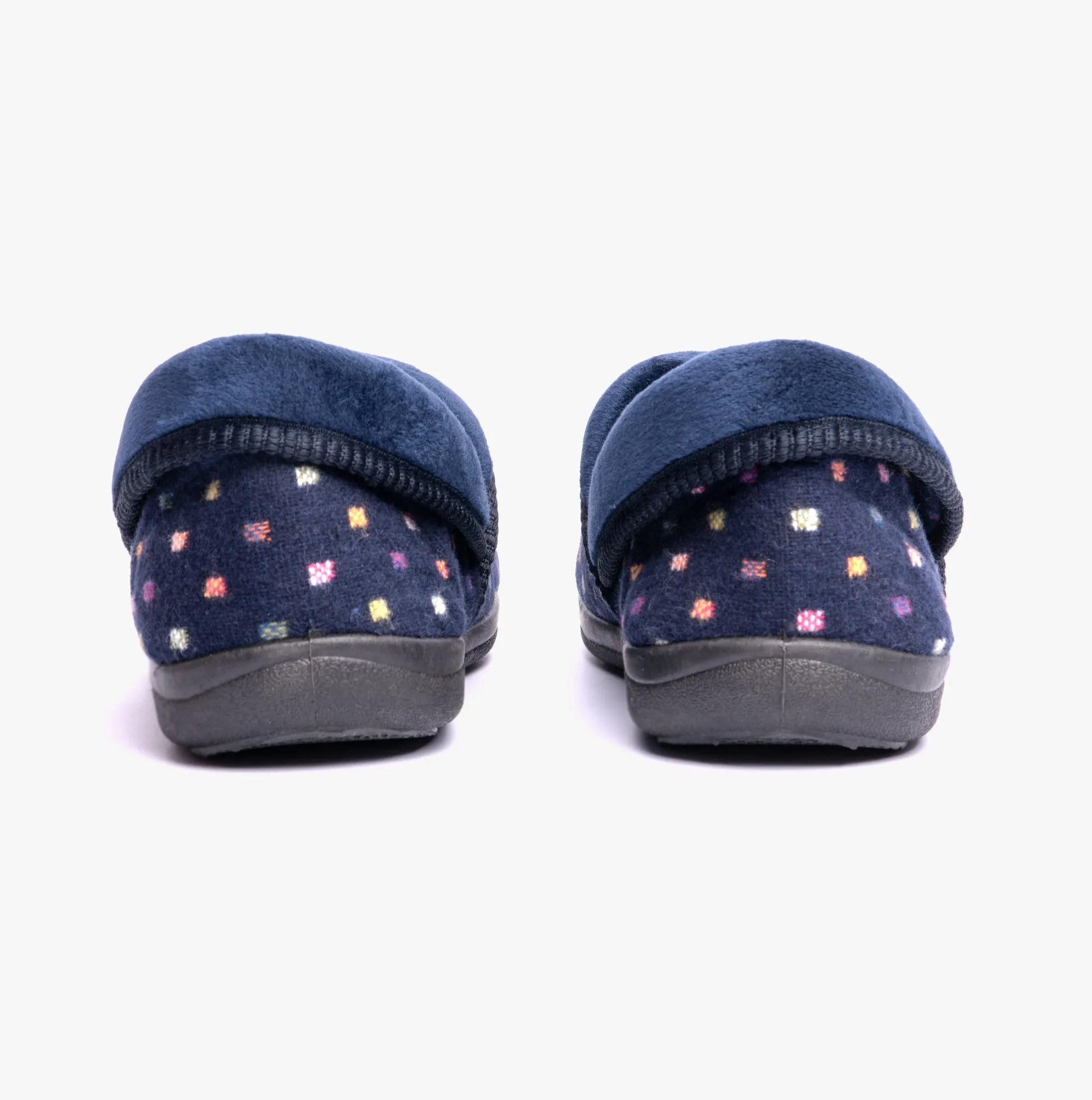 Padders MELLOW Womens (2E Fit) Full Slippers Navy Woven Spot sold by House of Slippers product image thumbnail 5