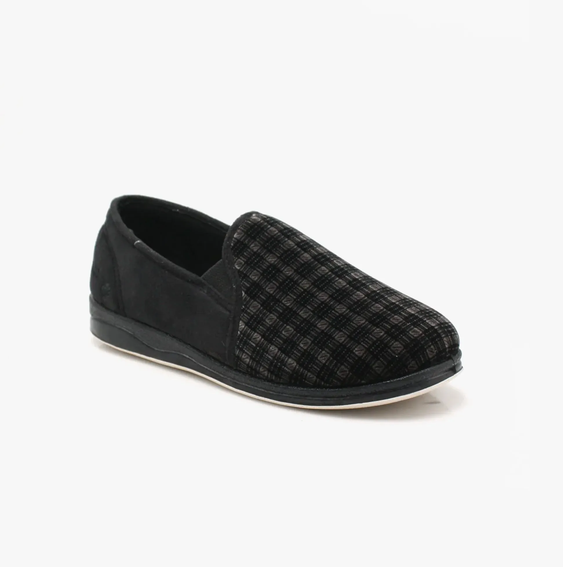 ALBERT Mens Slippers Black Mixed Check sold by House of Slippers product image thumbnail 2