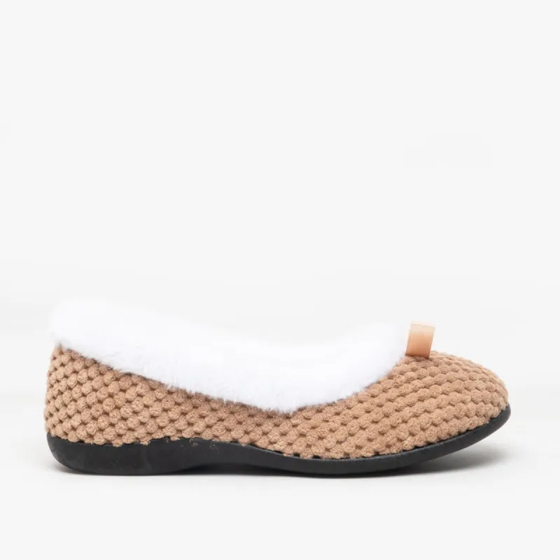 HOS Comfort CARA Womens Knit Slippers Taupe sold by House of Slippers