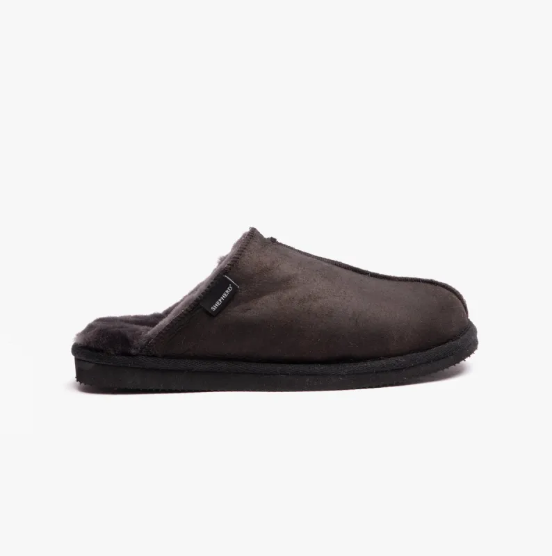 HUGO Mens Sheepskin Mules Black sold by House of Slippers