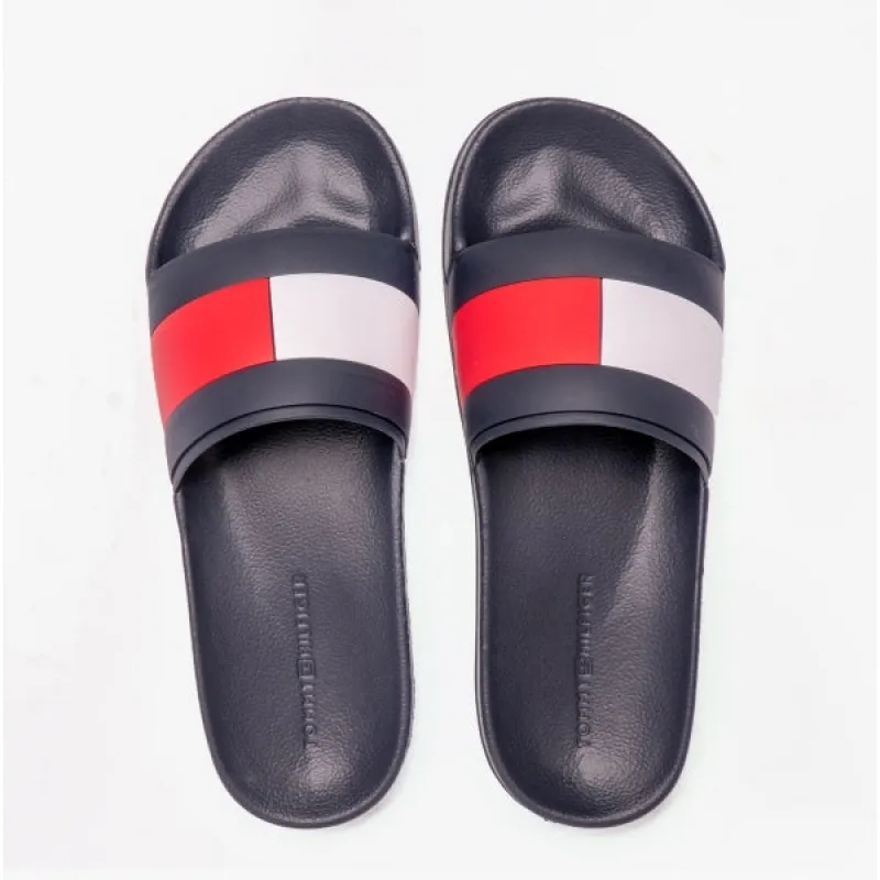 FLAG Mens Poolside Logo Sliders Desert Sky made by Tommy Hilfiger