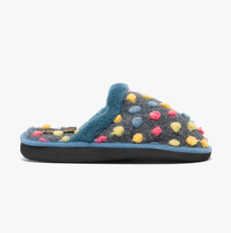 Sleepers DONNA Womens Mule Slippers Blue made by Sleepers