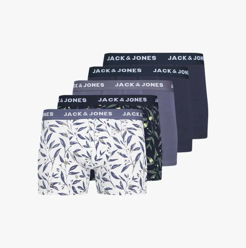 Jack & Jones HARVEY Mens 5-Pack Trunks Night Sky sold by House of Slippers