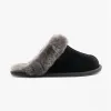 AYLA Ladies Real Sheepskin Mule Slippers Black sold by House of Slippers