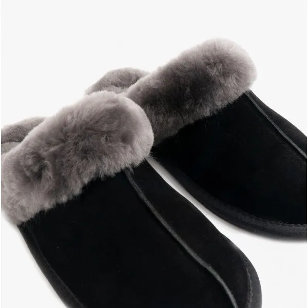 HOS Sheepskin AYLA Womens Real Sheepskin Mule Slippers Black sold by House of Slippers product image thumbnail 4