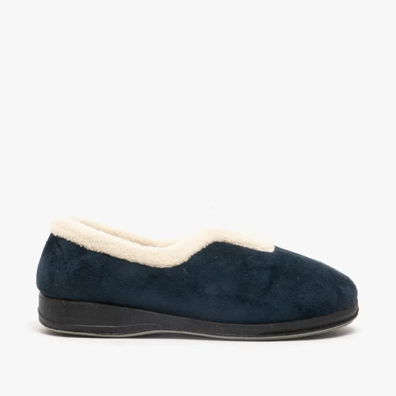 Sleepers OLIVIA Womens Full Slippers Navy sold by House of Slippers