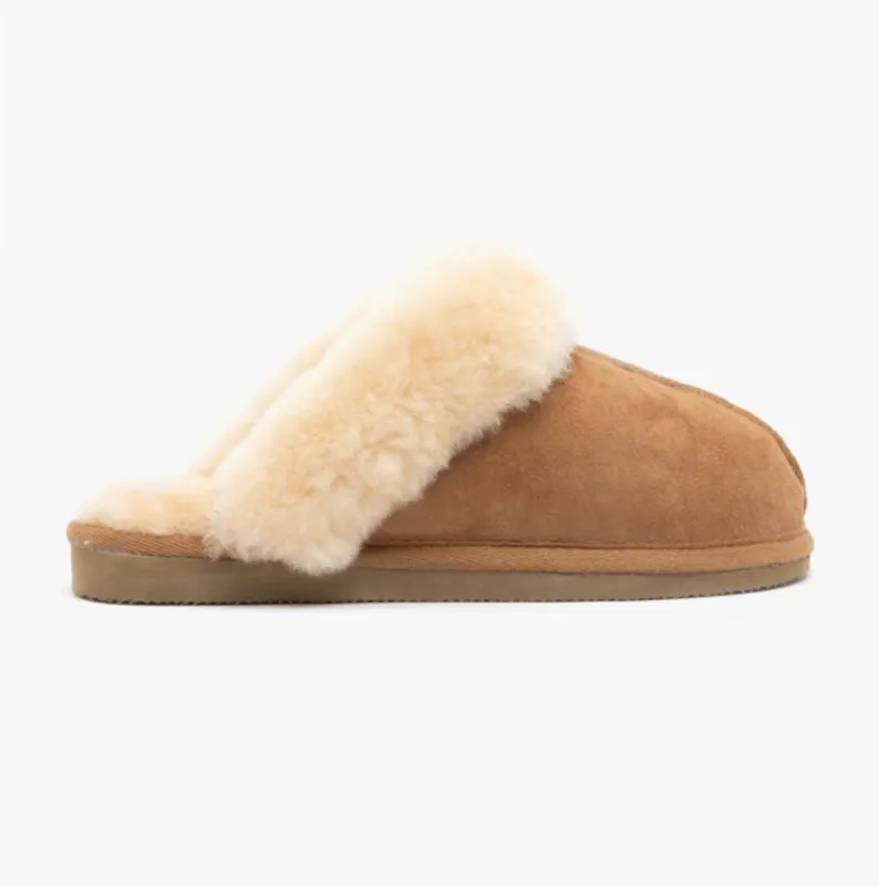 Shepherd JESSICA Womens Sheepskin Mules Brown sold by House of Slippers