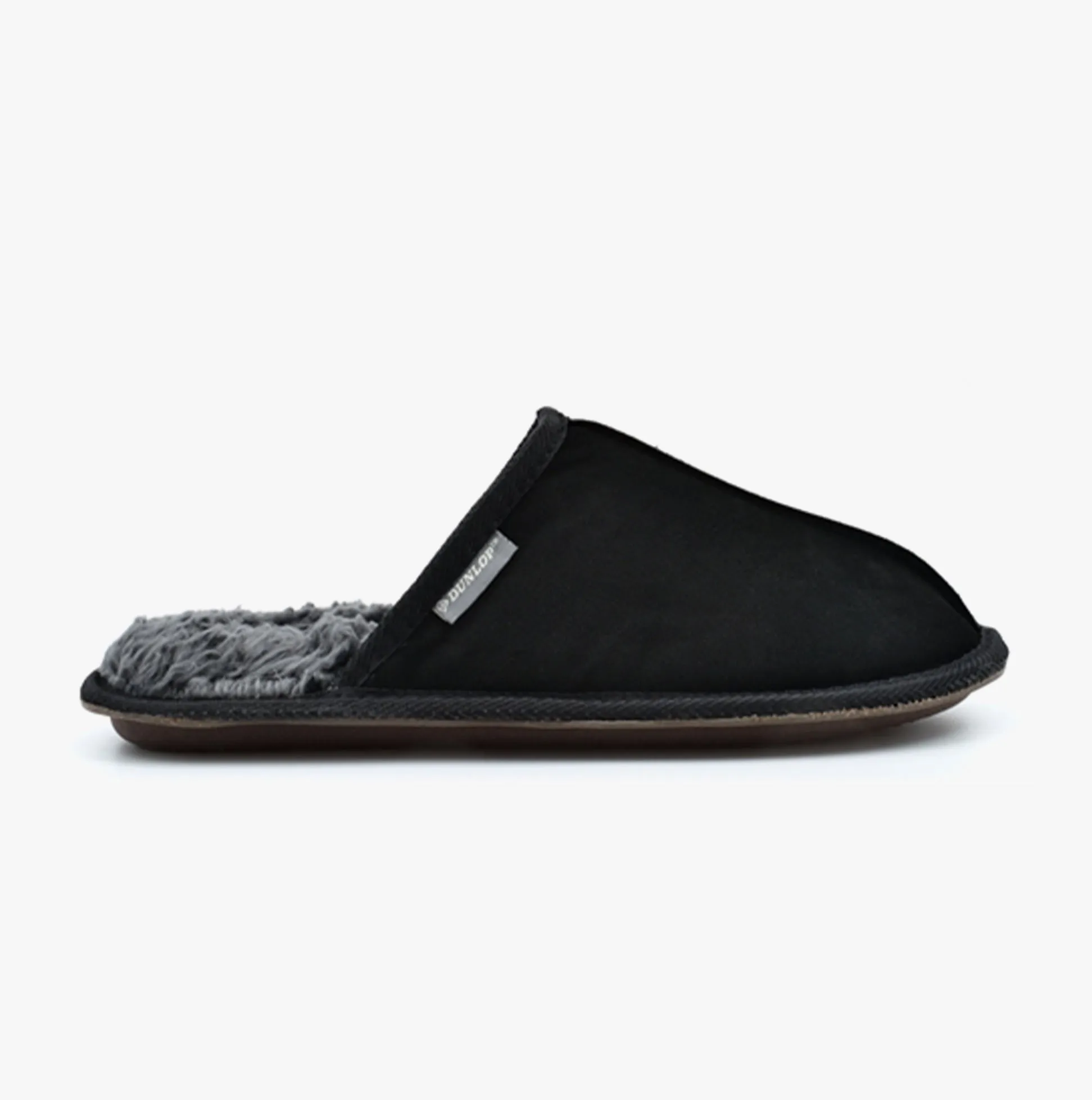 Dunlop TAYLOR Mens Suede Mule Slippers Black sold by House of Slippers