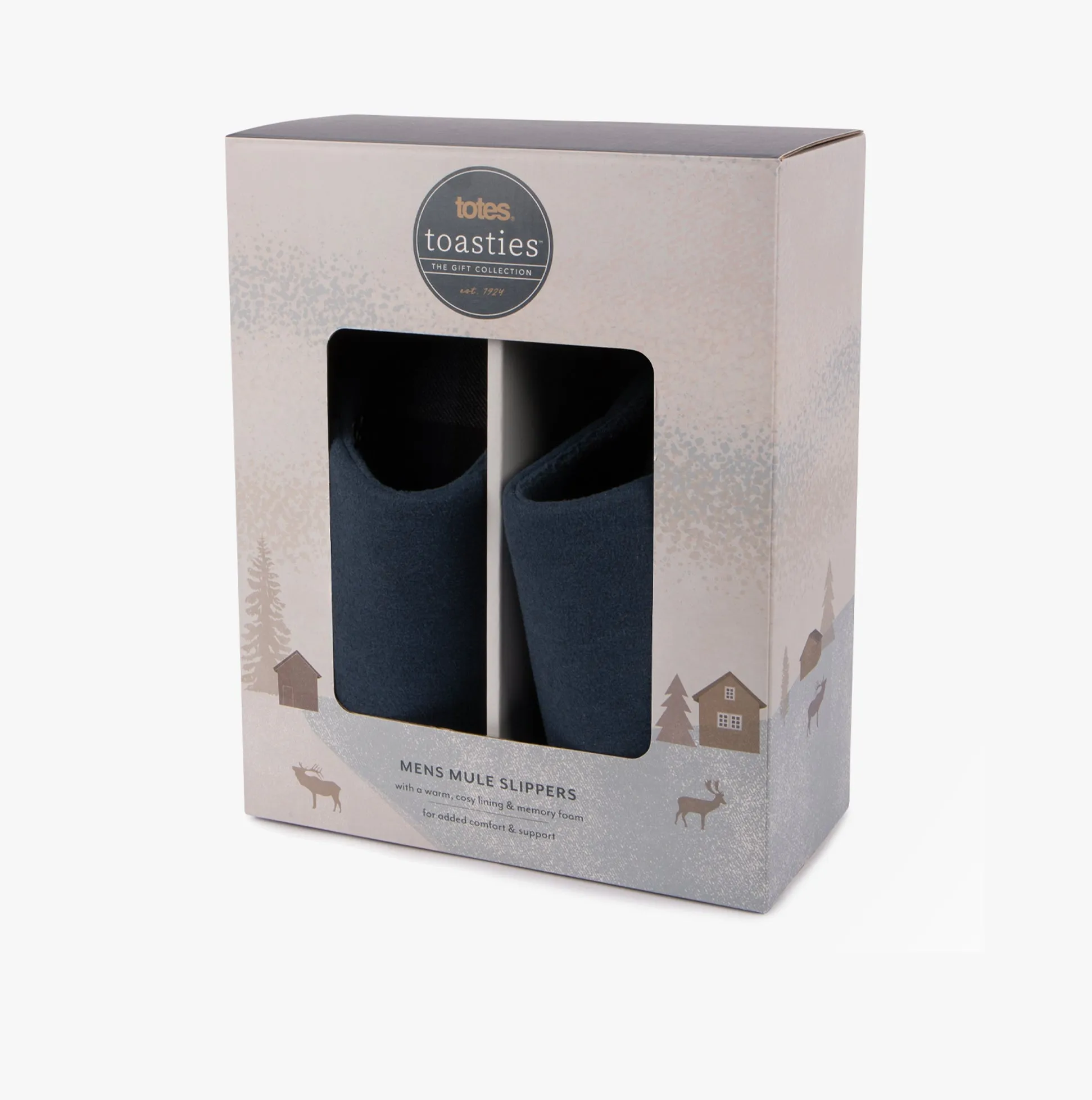 WOOL BLEND HERRINGBONE Mule Slippers Mens Navy sold by House of Slippers product image thumbnail 5