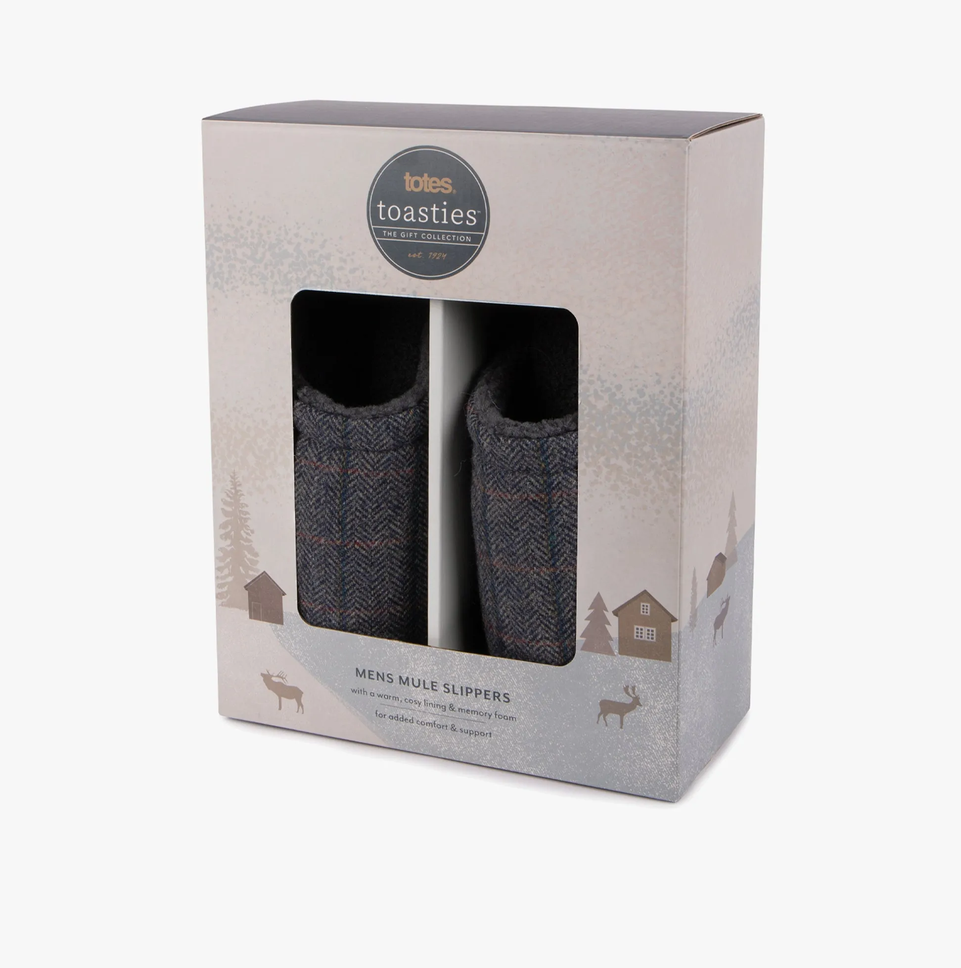 WOOL BLEND HERRINGBONE Mule Slippers Mens Navy sold by House of Slippers product image thumbnail 4