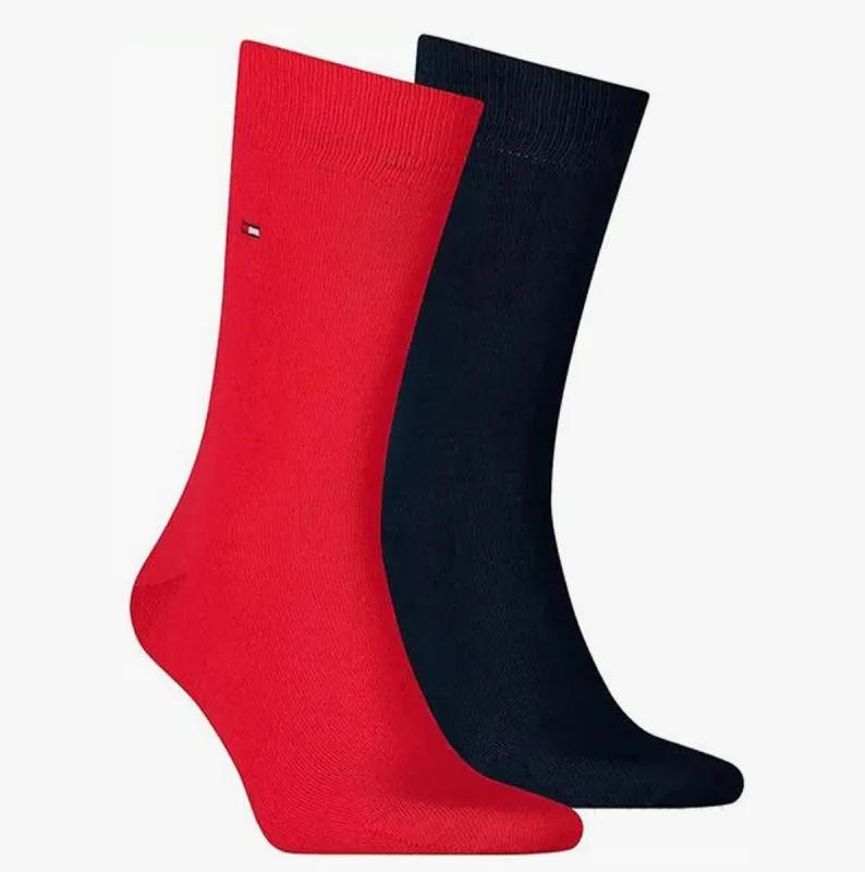 Tommy Hilfiger 2 Pack Mens Crew Classic Socks Red/Navy made by Tommy Hilfiger