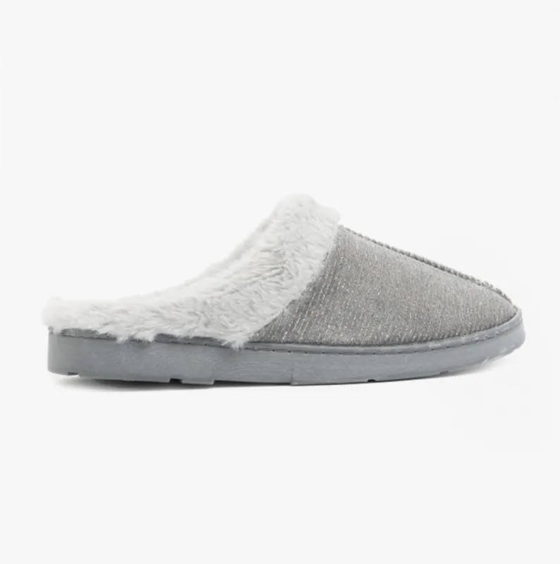 DECATOR Ladies Mule Slippers Grey sold by House of Slippers
