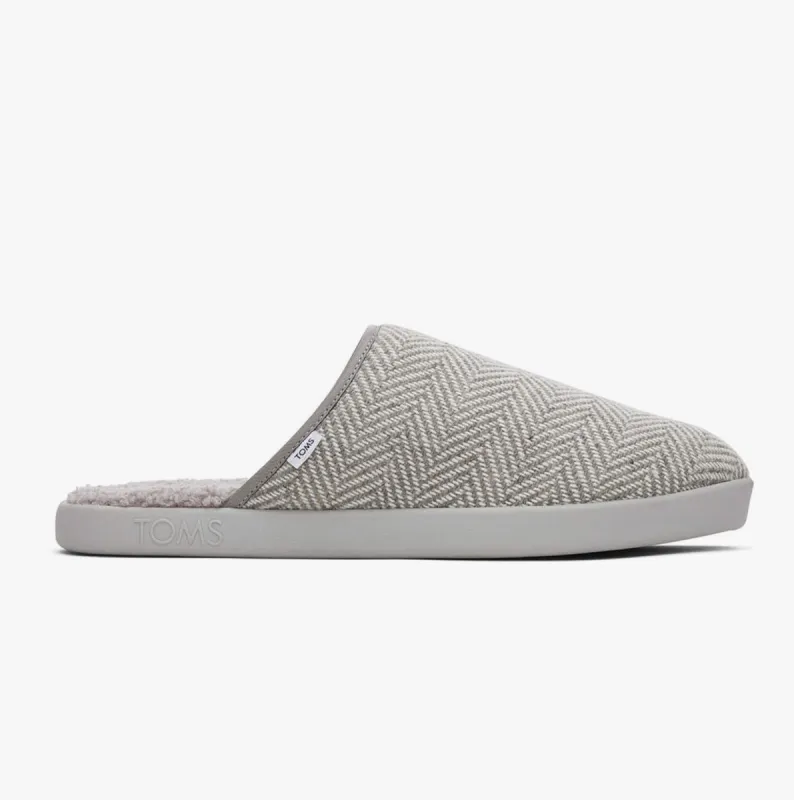 HARBOR HERRINGBONE Mens Slippers Grey sold by House of Slippers