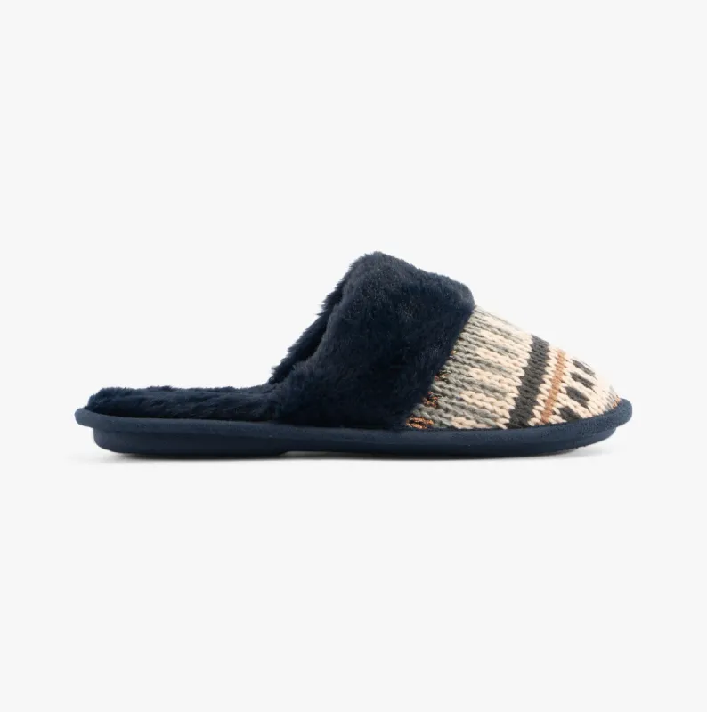 Jo & Joe ICELANDIC Womens Slippers Navy sold by House of Slippers